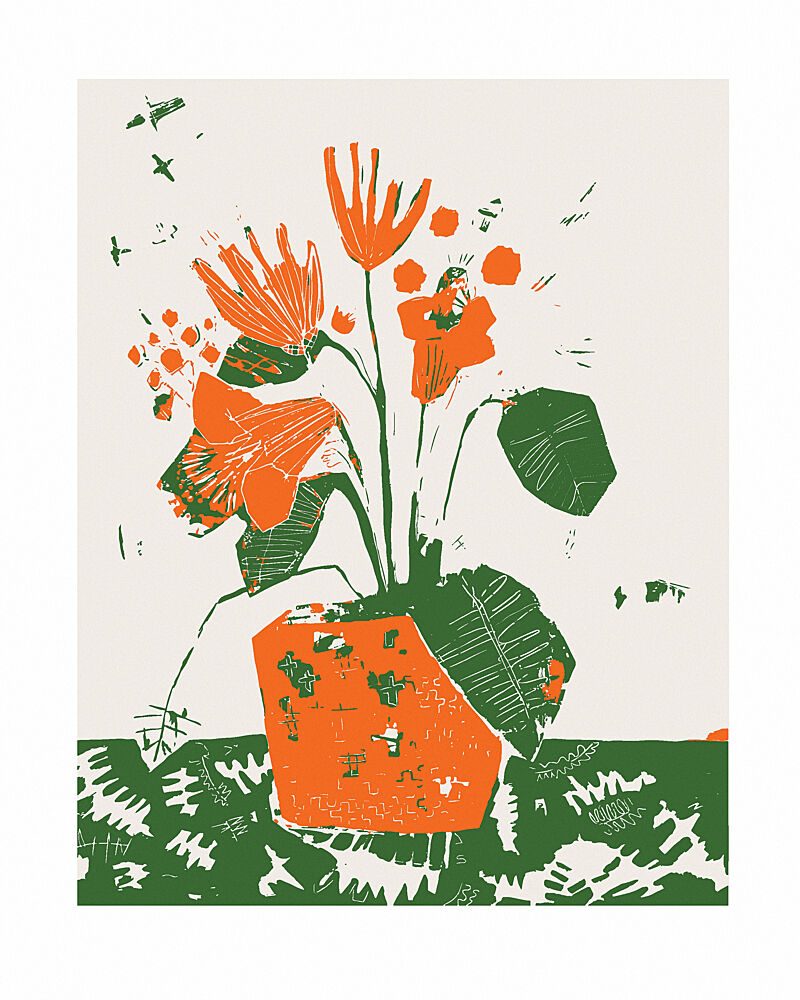 Potted Orange Flowers art print by Sarah Fitzgerald for $57.95 CAD