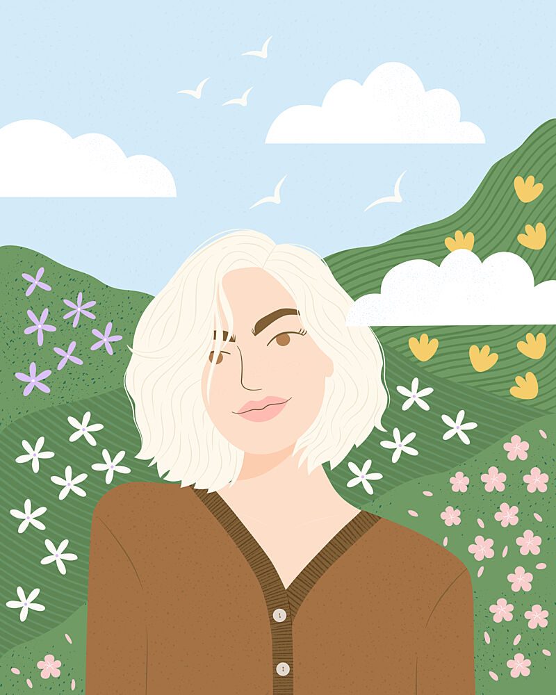Blonde Woman Spring Landscape art print by Artprink for $57.95 CAD