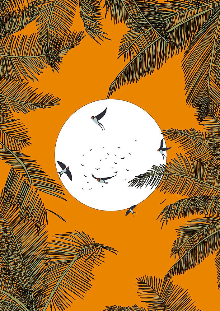 Tropical Sunset Birds art print by Nicholas for $57.95 CAD