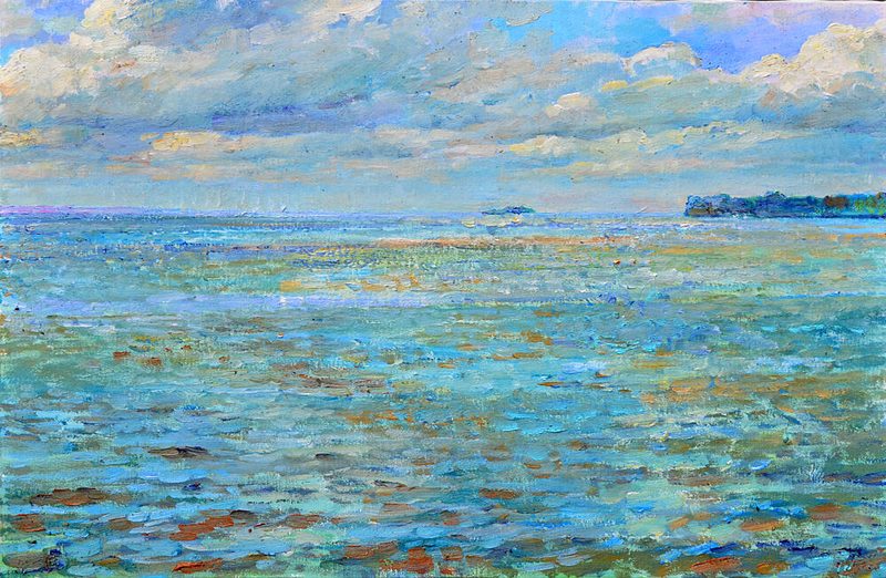 Tranquil Blue Seascape art print by Andrii Kutsachenko for $57.95 CAD