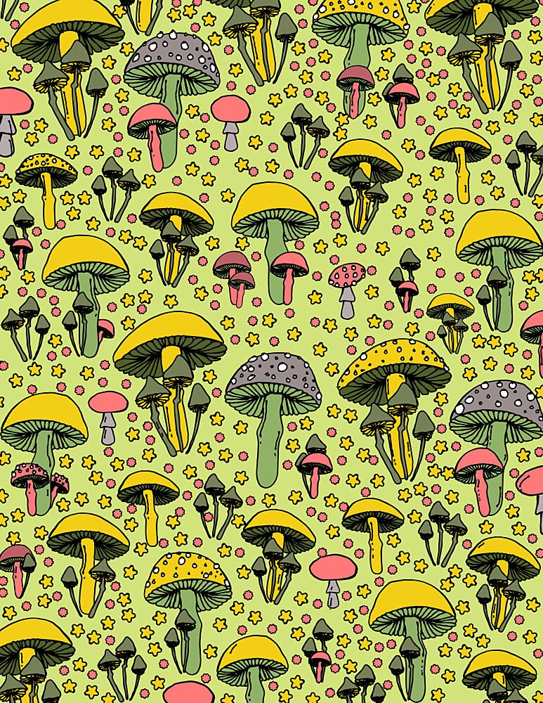 Whimsical Mushroom Pattern art print by Nicholas for $57.95 CAD