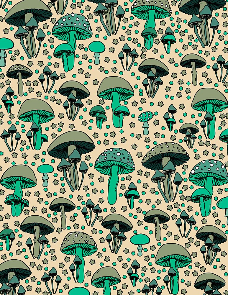 Whimsical Mushroom Pattern art print by Nicholas for $57.95 CAD