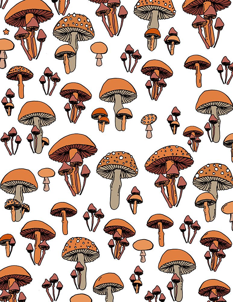 Mushrooms Cute Pattern art print by Nicholas for $57.95 CAD