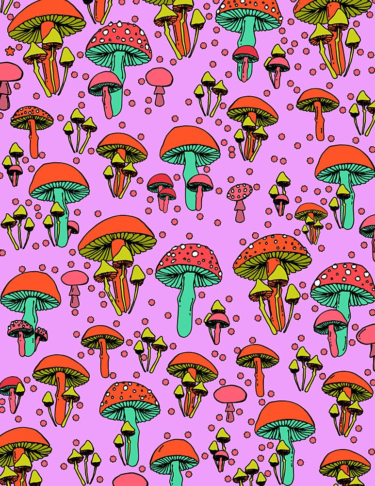 Vibrant Mushroom Pattern art print by Nicholas for $57.95 CAD