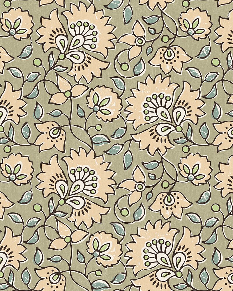 Vintage Green Floral Pattern art print by Alexandra Weise for $57.95 CAD