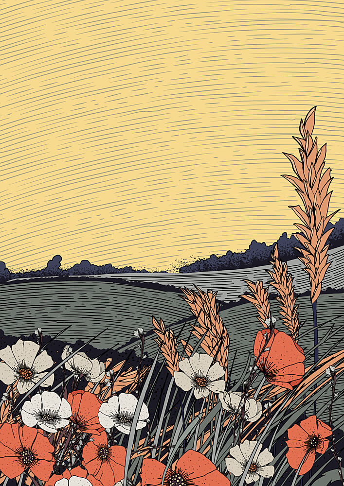 Stylized Poppy Field art print by Nicholas for $57.95 CAD