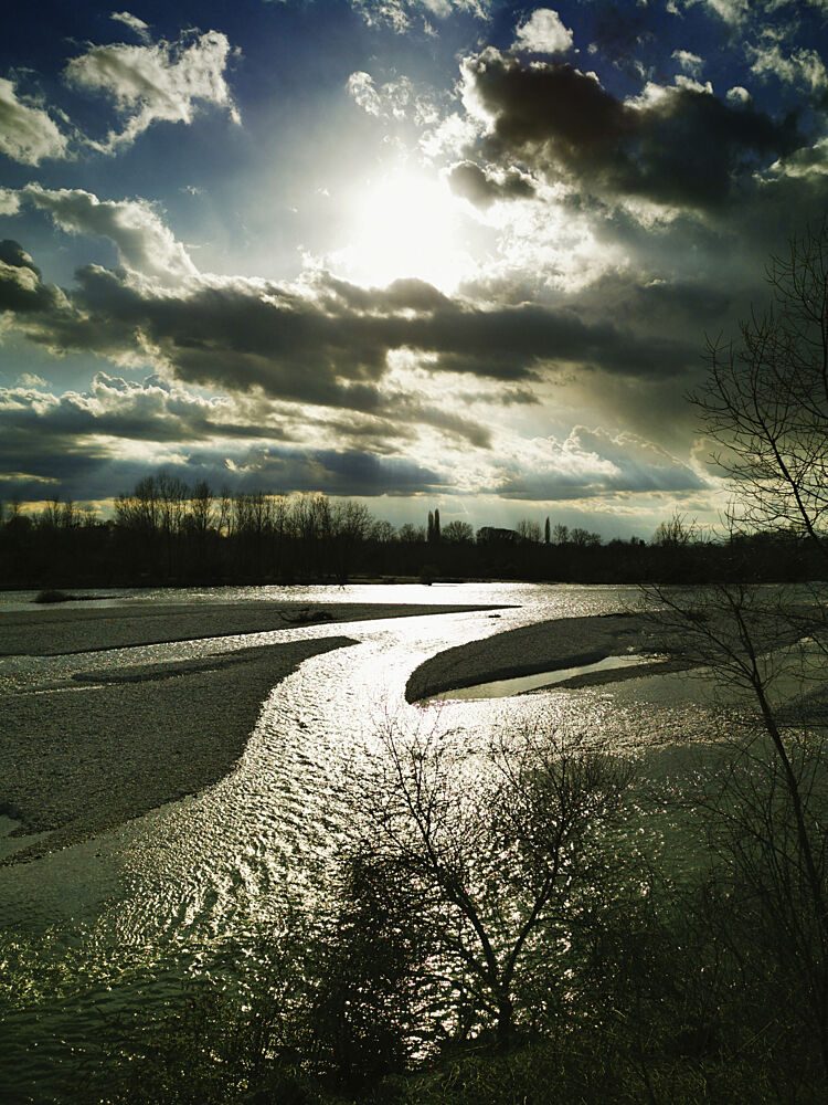 Dramatic River Sunset art print by Angelo Cerantola for $57.95 CAD