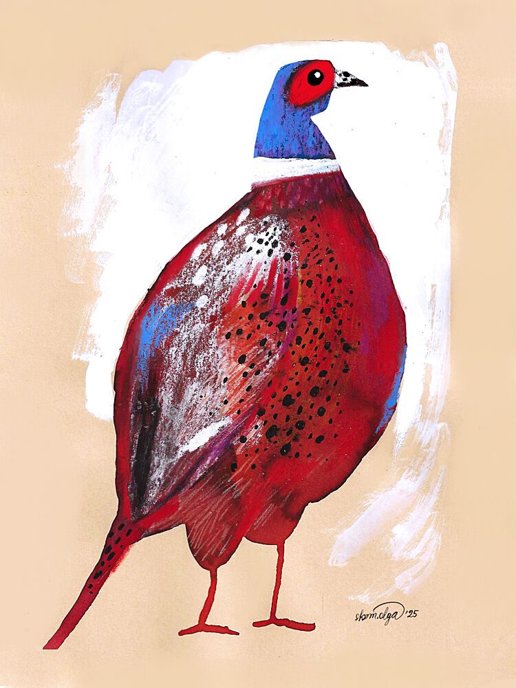 Bold Red Pheasant art print by Olga Skomorokhova for $57.95 CAD