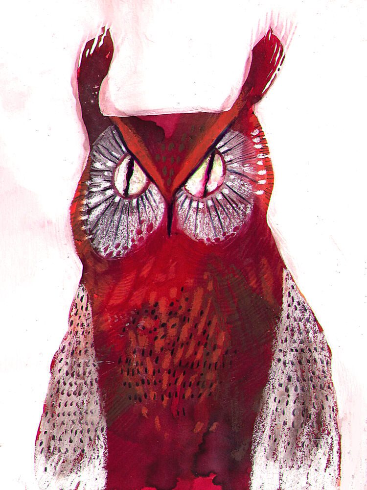 Vibrant Red Owl art print by Olga Skomorokhova for $57.95 CAD