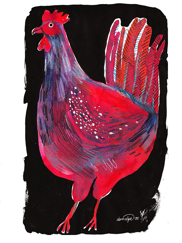 Vibrant Red Rooster art print by Olga Skomorokhova for $57.95 CAD