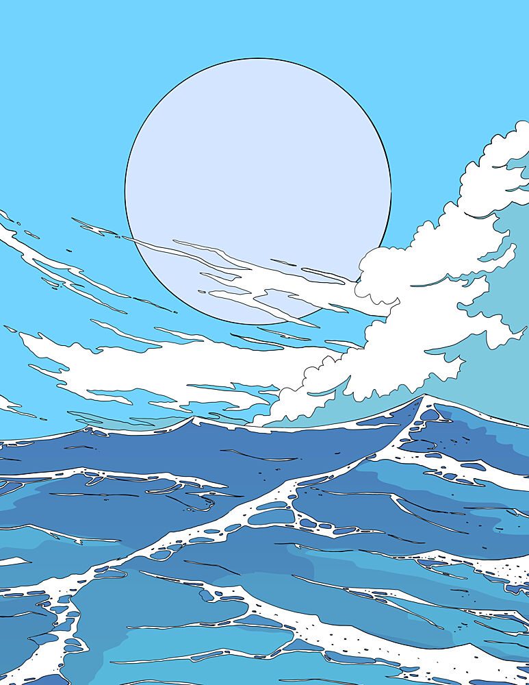 Big Moon Ocean Waves art print by Nicholas for $57.95 CAD