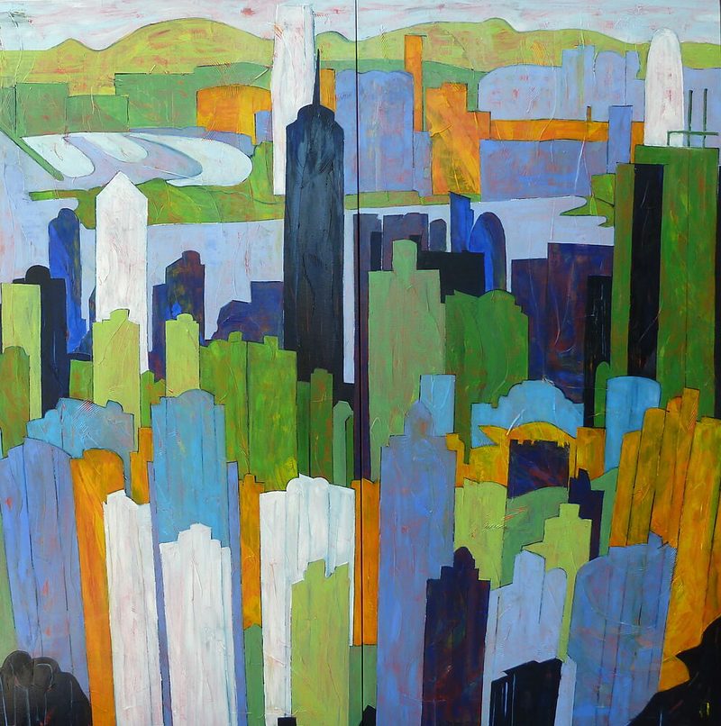Vibrant City Skyline art print by Barbara Piatti for $57.95 CAD