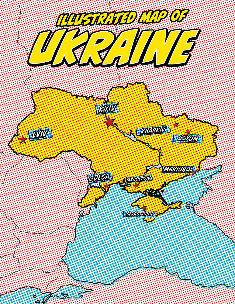 Pop Art Ukraine Map art print by Nicholas for $57.95 CAD
