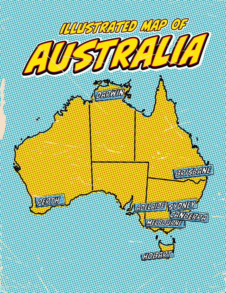 Illustrated Australian Map art print by Nicholas for $57.95 CAD