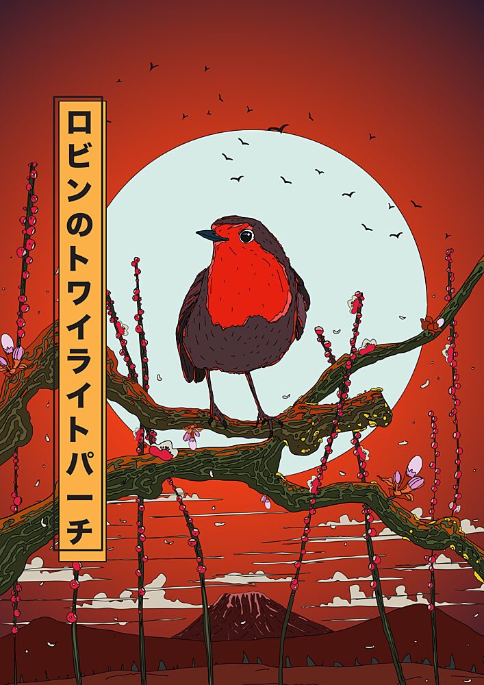Twilight Robin Perch art print by Nicholas for $57.95 CAD