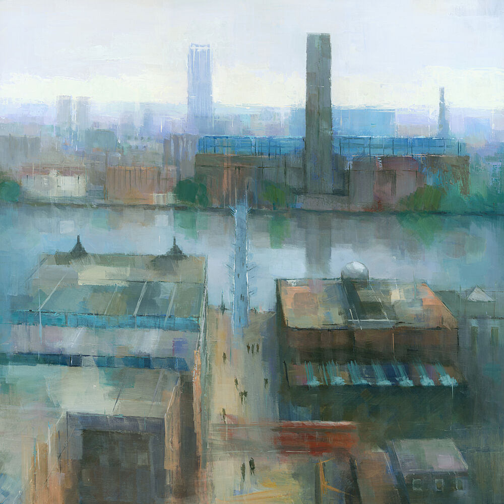 Misty Urban Riverside art print by Steve Mitchell for $57.95 CAD