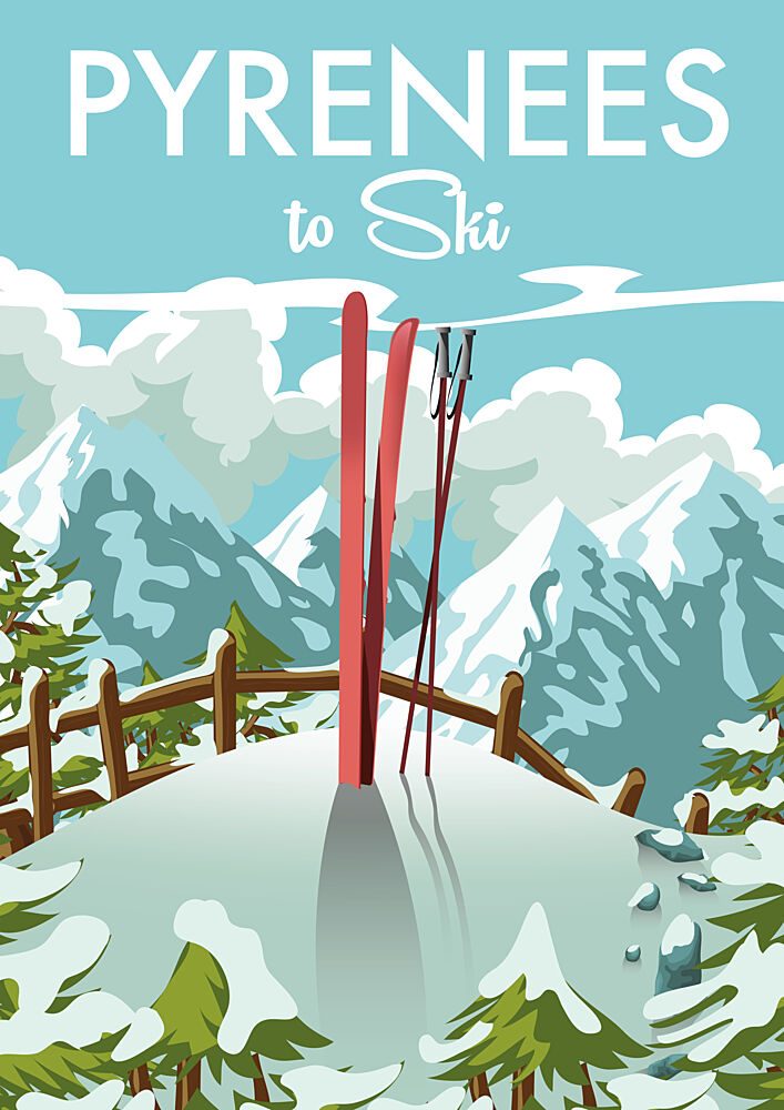Pyrenees Ski Adventure art print by Nicholas for $57.95 CAD