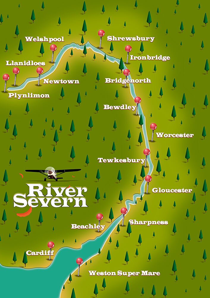 River Severn Map art print by Nicholas for $57.95 CAD