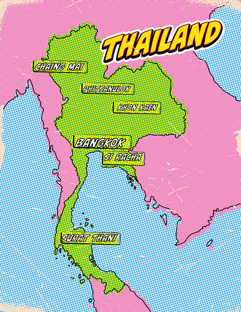 Thailand Pop Art Map art print by Nicholas for $57.95 CAD