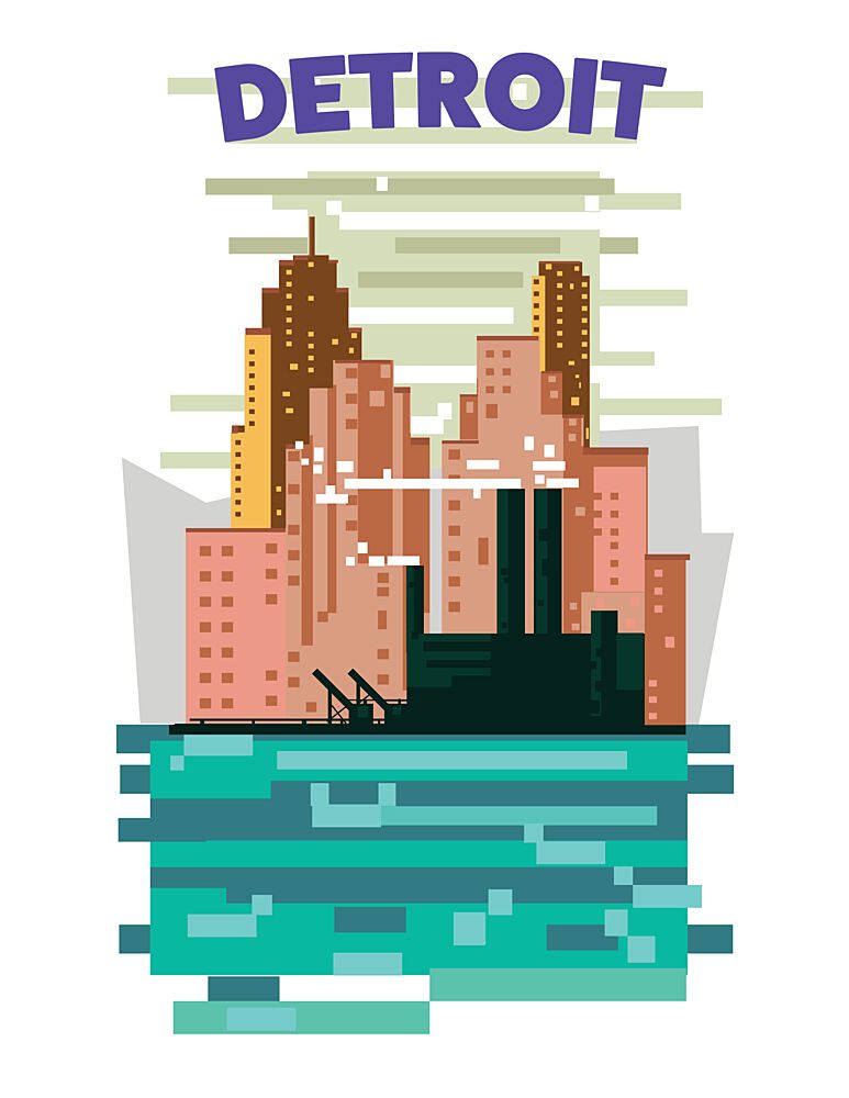 Detroit City Skyline art print by Nicholas for $57.95 CAD