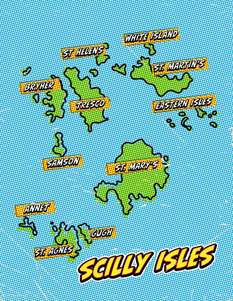 Scilly Isles Pop Map art print by Nicholas for $57.95 CAD