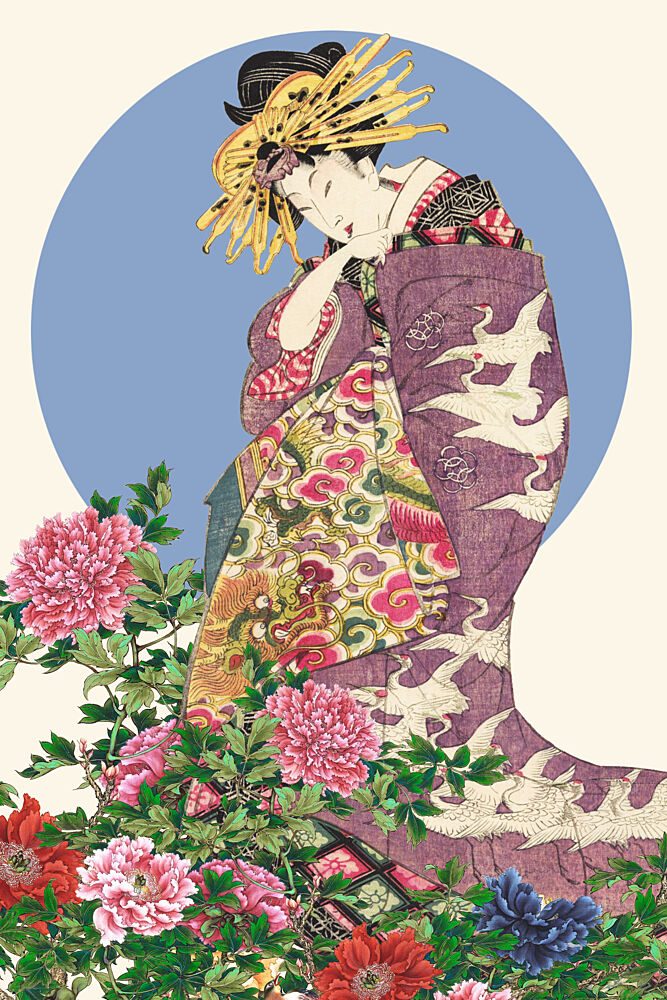 Elegant Japanese Geisha art print by Marja van den Hurk for $57.95 CAD