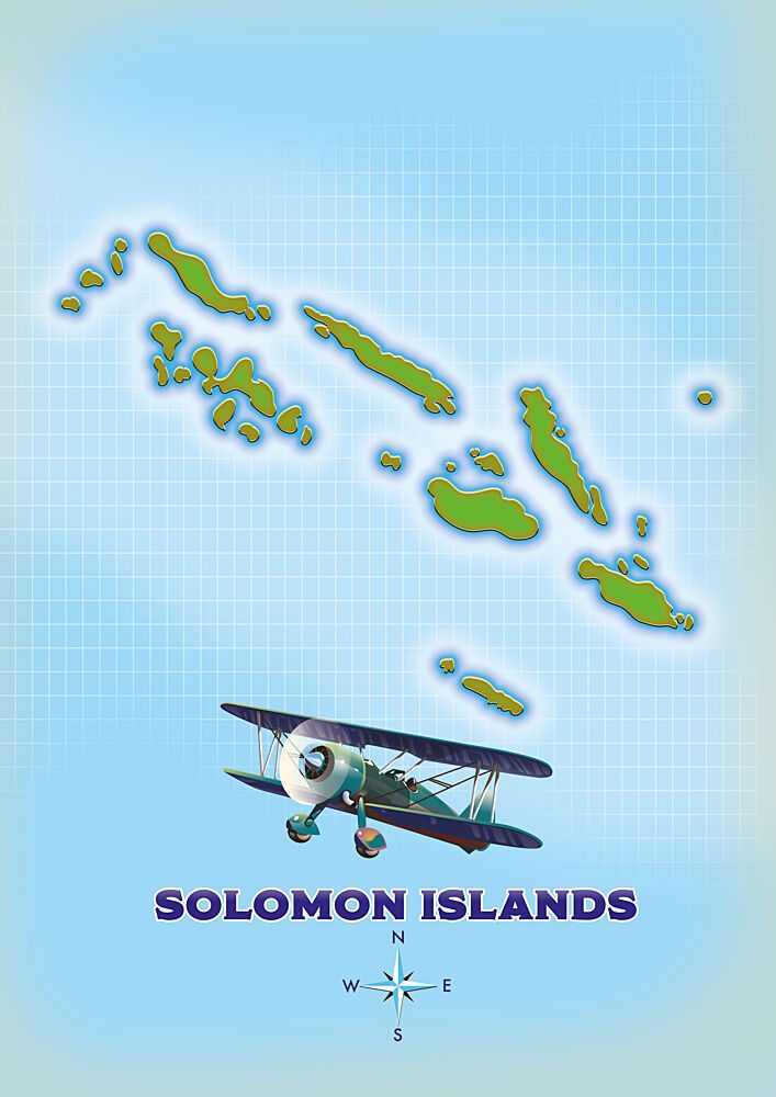 Solomon Islands Biplane Map art print by Nicholas for $57.95 CAD