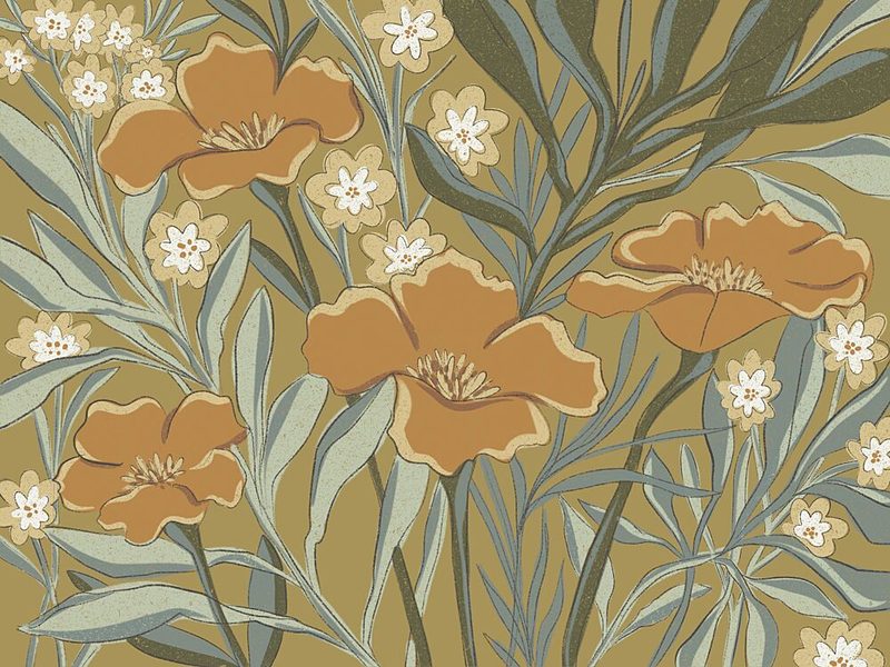 Stylized Orange Blooms art print by Nikita Jariwala for $57.95 CAD