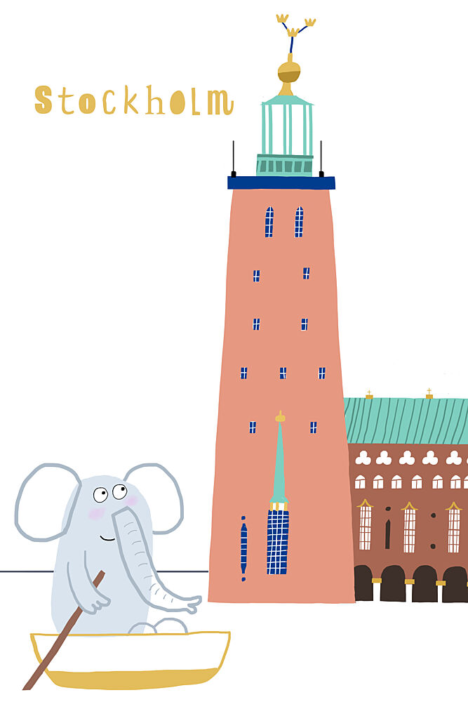 Elephant Boating Stockholm art print by Carla Daly for $57.95 CAD