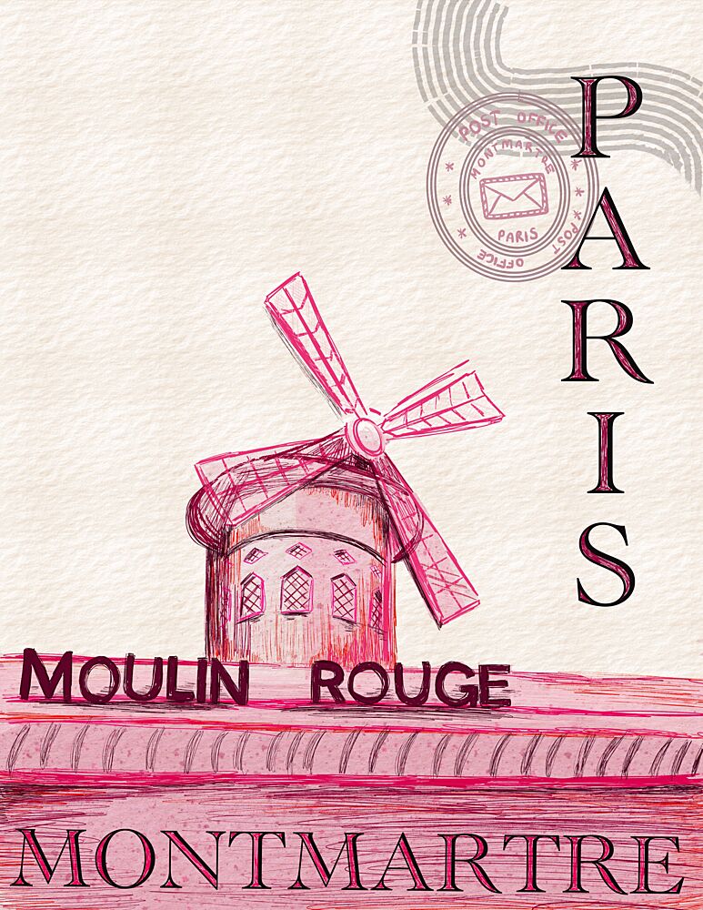 Moulin Rouge Montmartre Paris art print by Art by the Ocean for $57.95 CAD