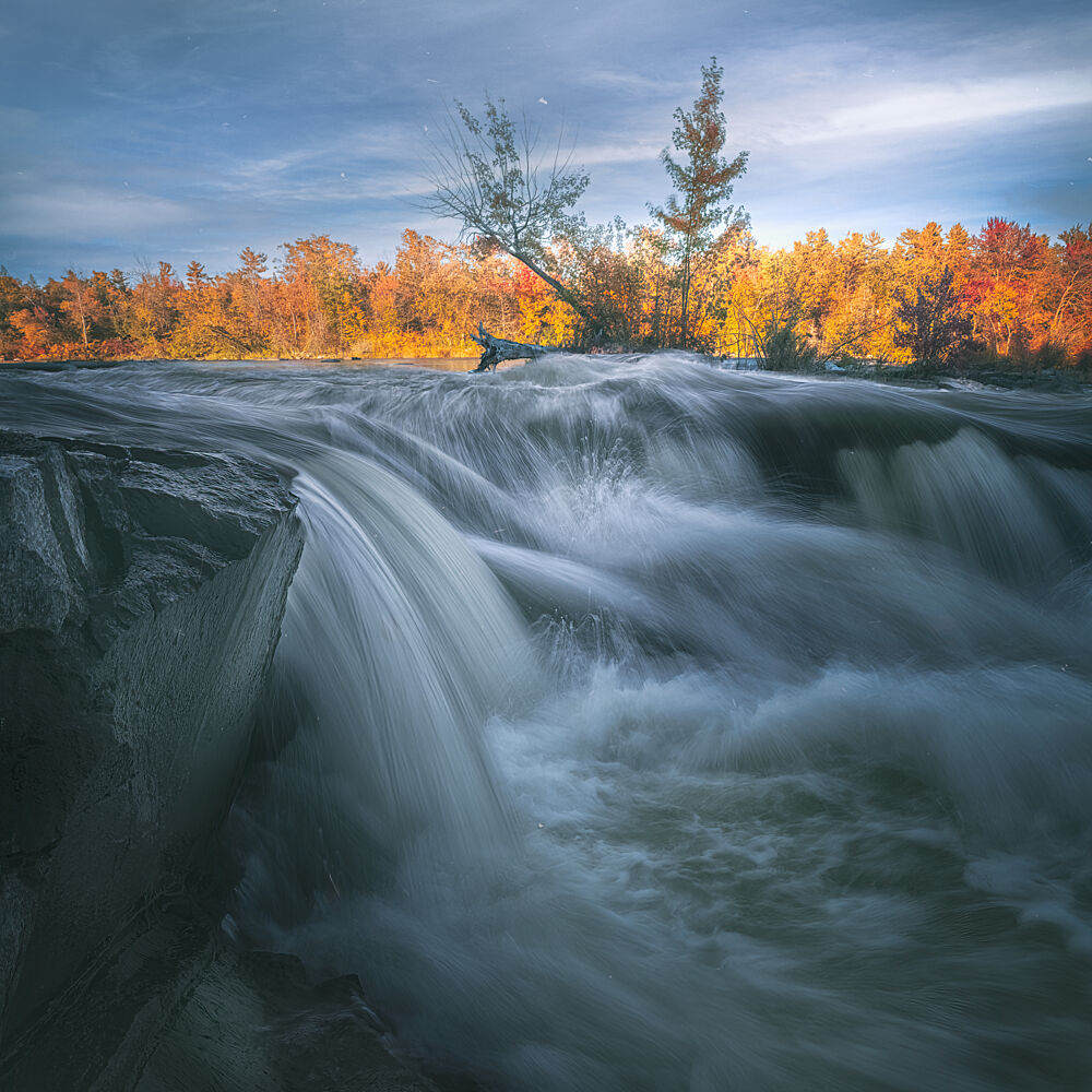 Vibrant Fall Waterfall art print by Larry Deng Apa for $57.95 CAD