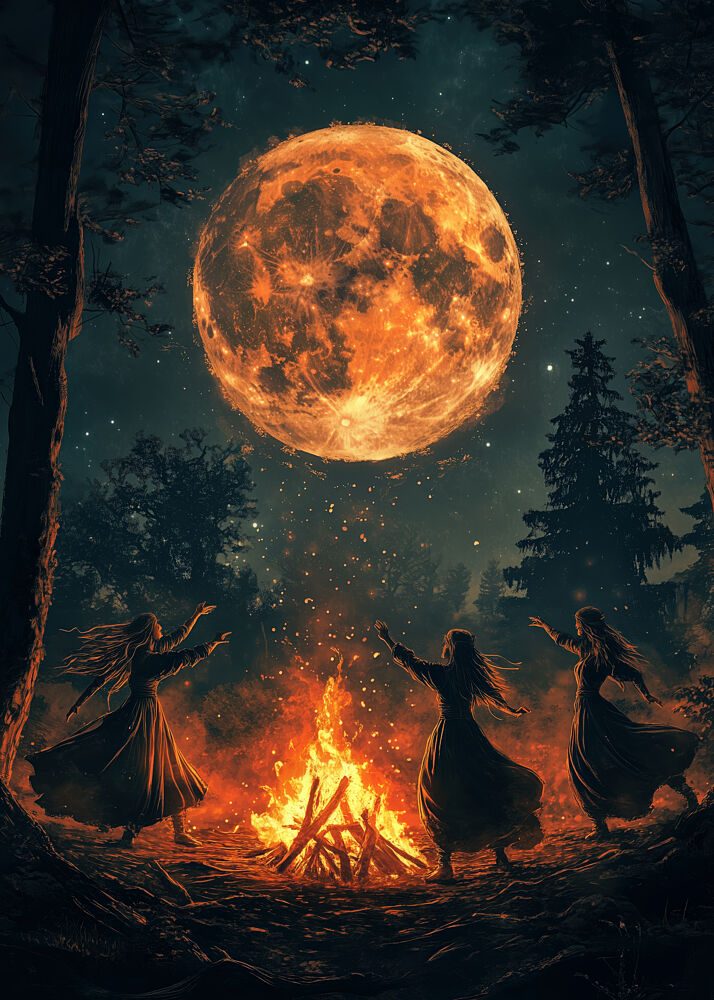Dancing Witches Full Moon art print by Justyna Jaszke for $57.95 CAD