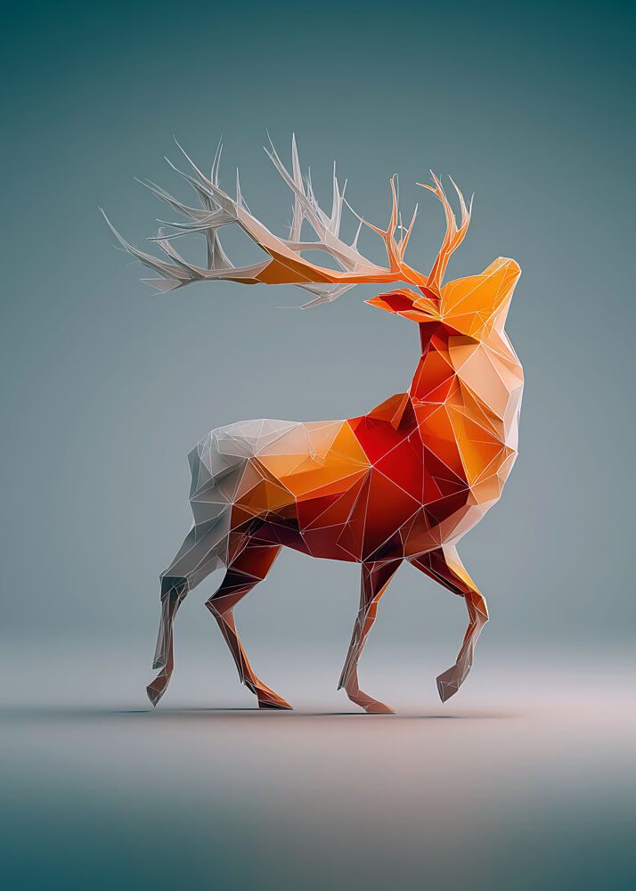Modern Geometric Stag art print by Justyna Jaszke for $57.95 CAD