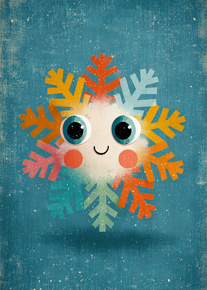 Colorful Happy Snowflake art print by Justyna Jaszke for $57.95 CAD