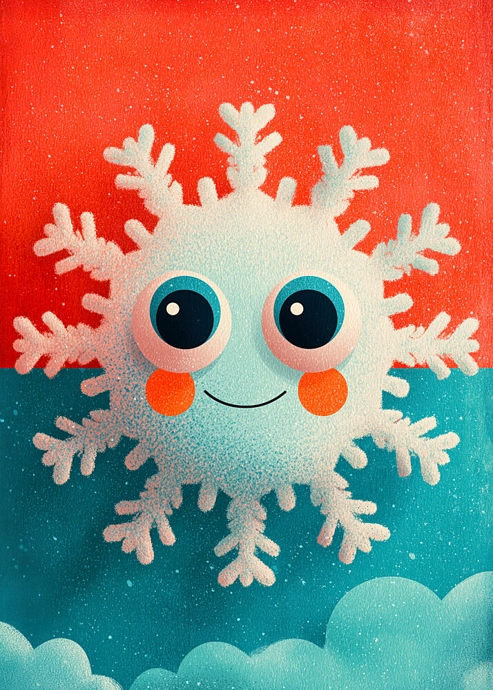 Cute Smiling Snowflake art print by Justyna Jaszke for $57.95 CAD