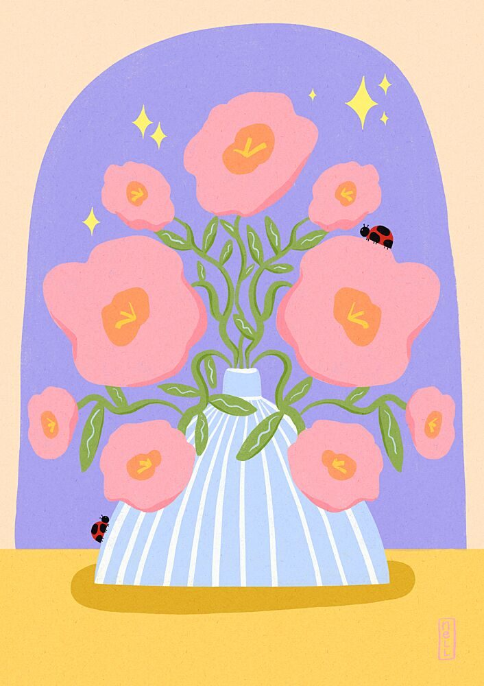 Sparkling Floral Ladybugs art print by Dirkie Nell for $57.95 CAD