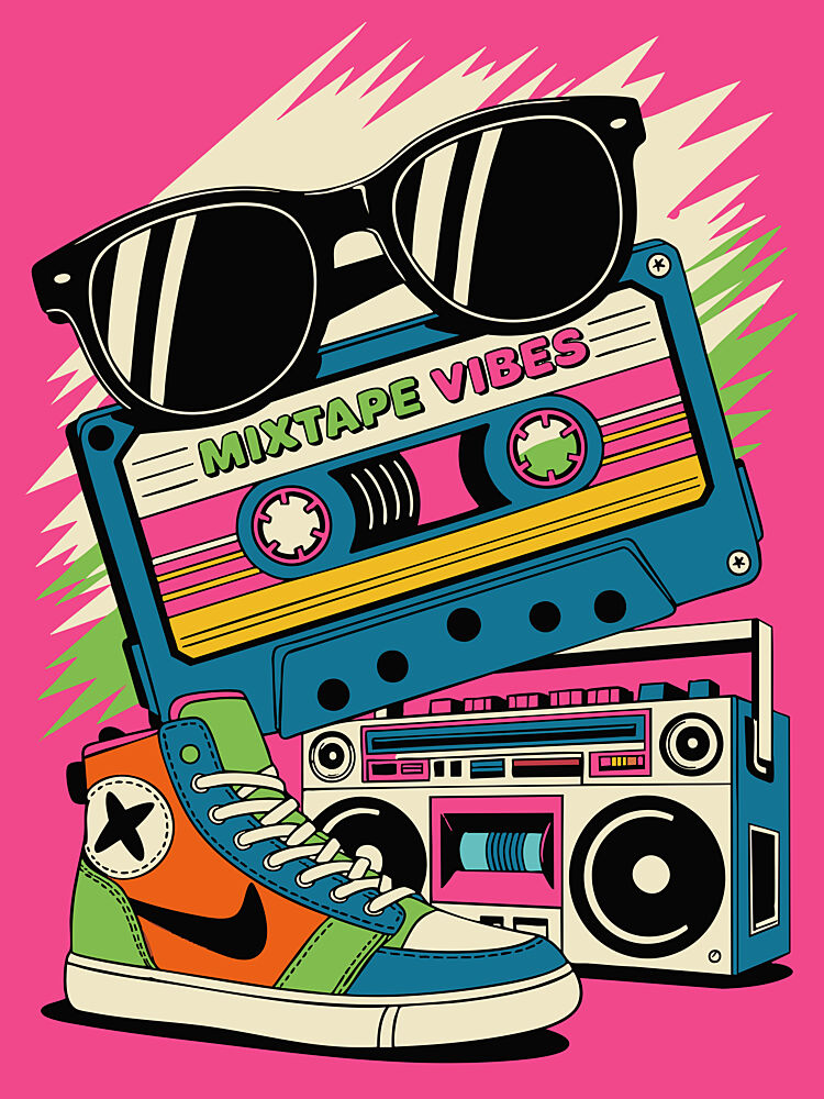 Retro Mixtape Vibes art print by Andreas Magnusson for $57.95 CAD