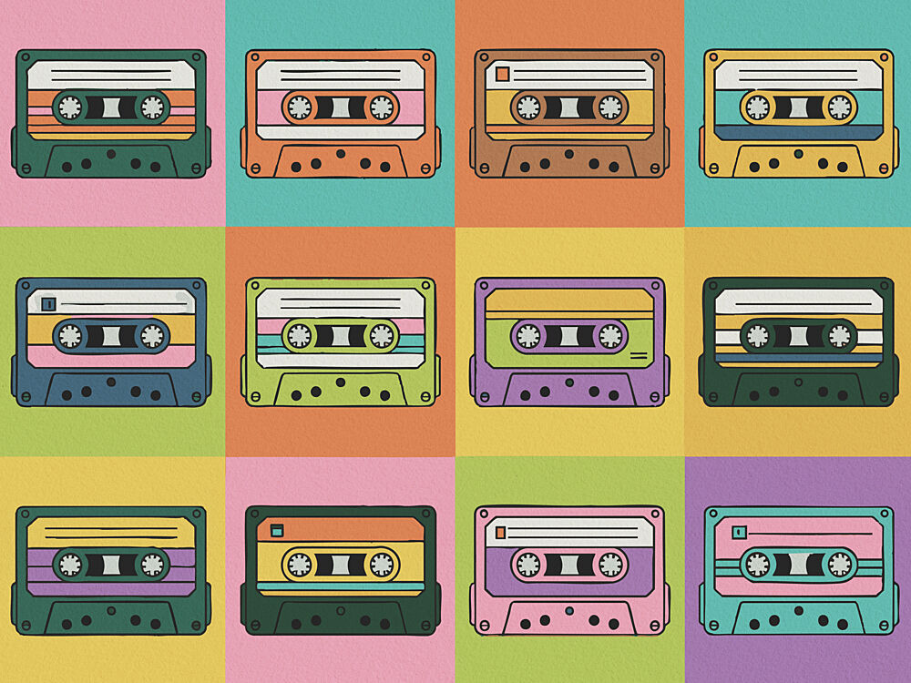 Retro Cassette Tapes Grid art print by Andreas Magnusson for $57.95 CAD