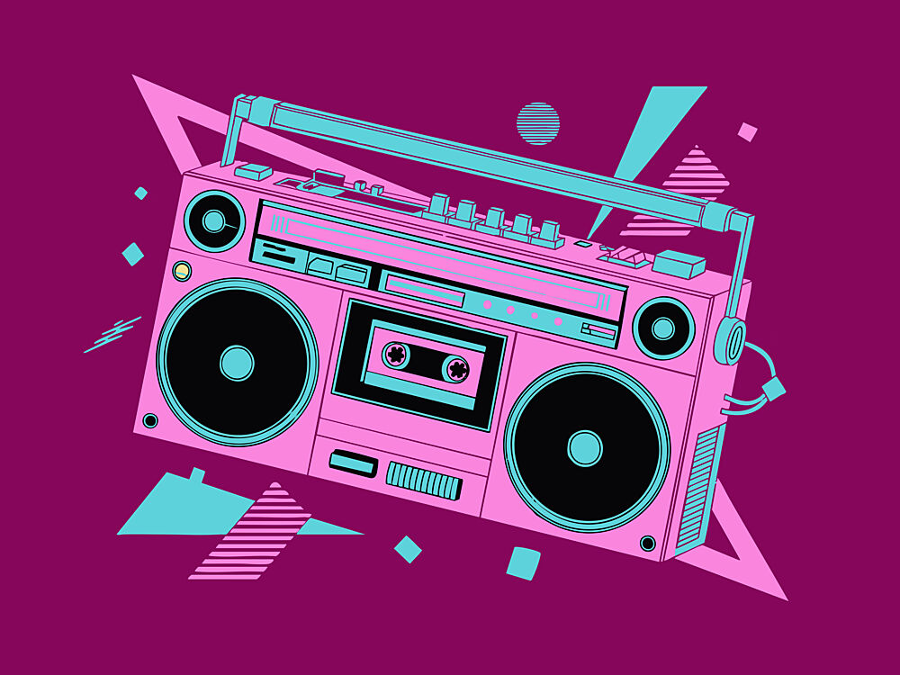 Pink Retro Boombox Groove art print by Andreas Magnusson for $57.95 CAD