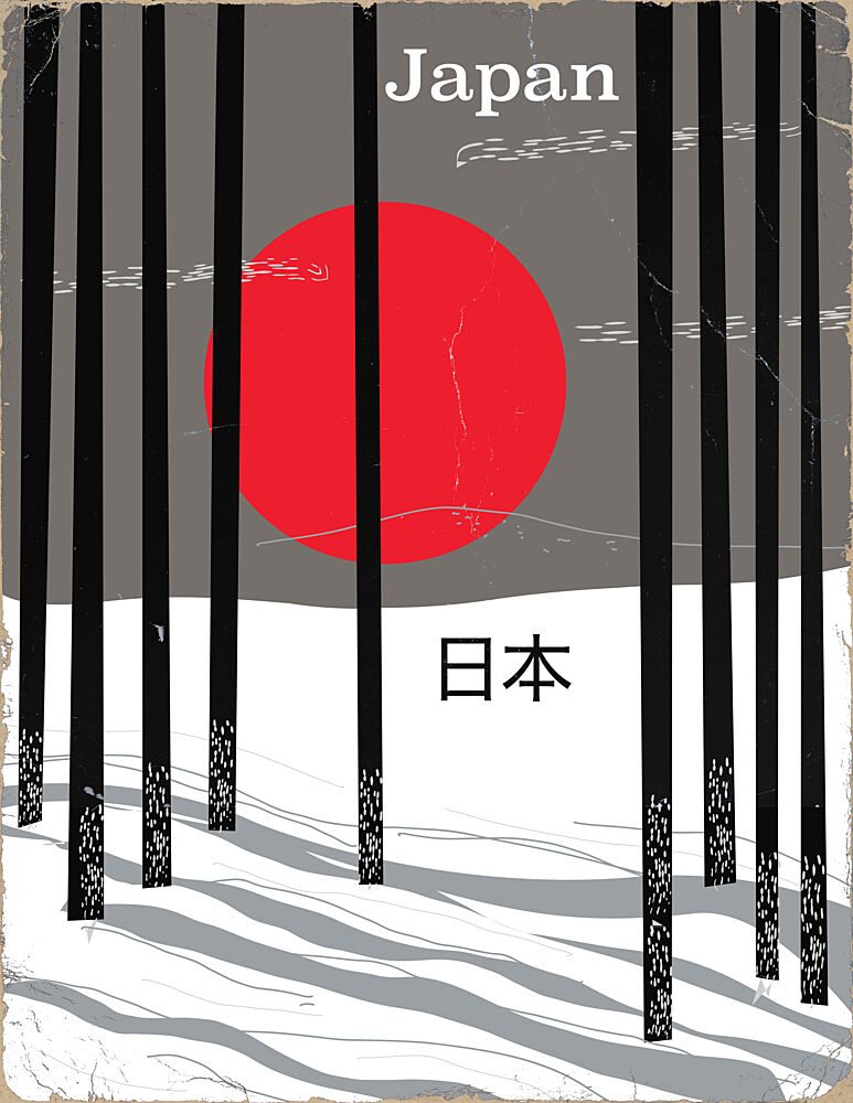 Red Sun Winter Forest art print by Nicholas for $57.95 CAD