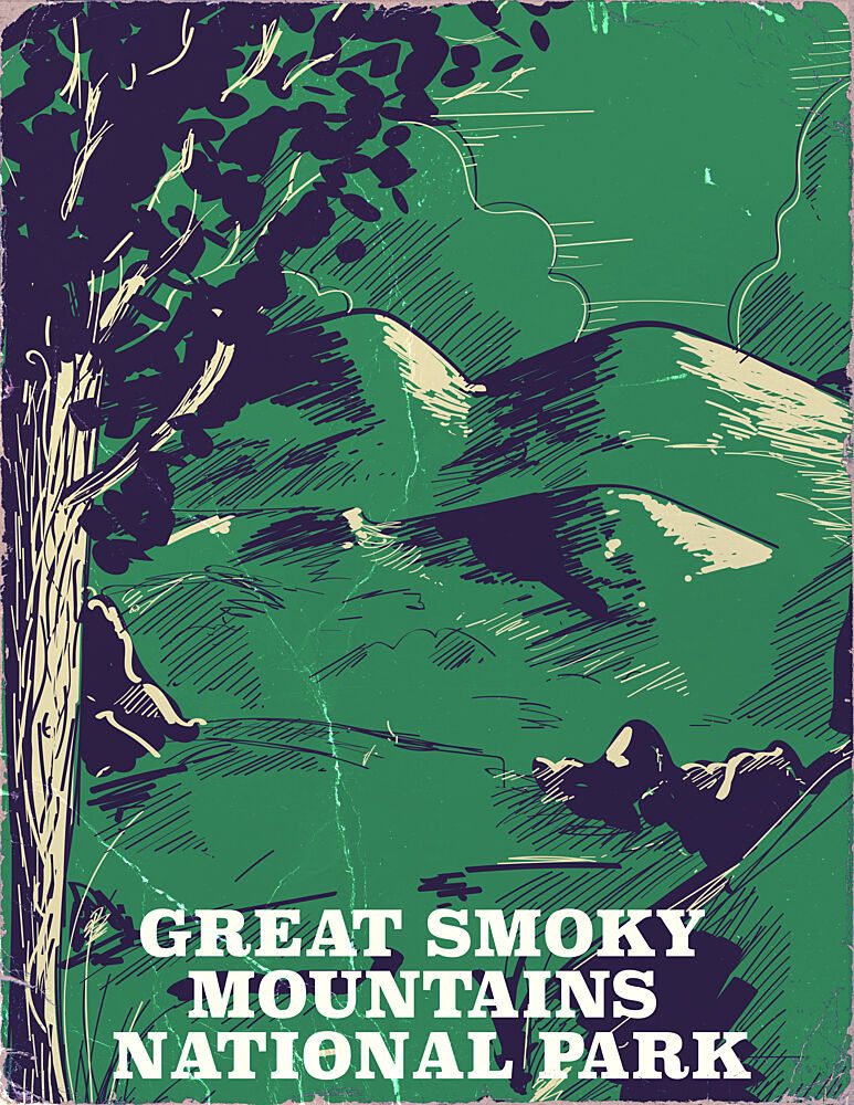 Vintage Smoky Mountains View art print by Nicholas for $57.95 CAD