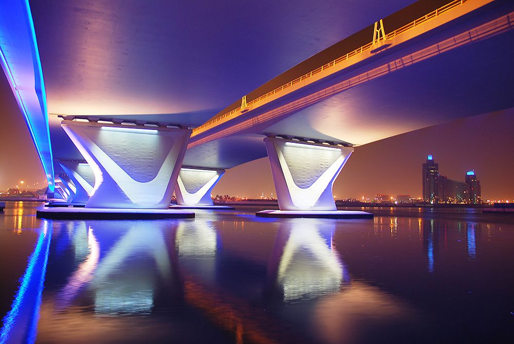 Al Garhoud Bridge-Night art print by Robert Work for $57.95 CAD