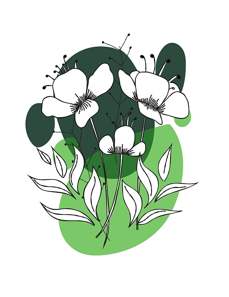 Green Botanical Outlines art print by Nicholas for $57.95 CAD