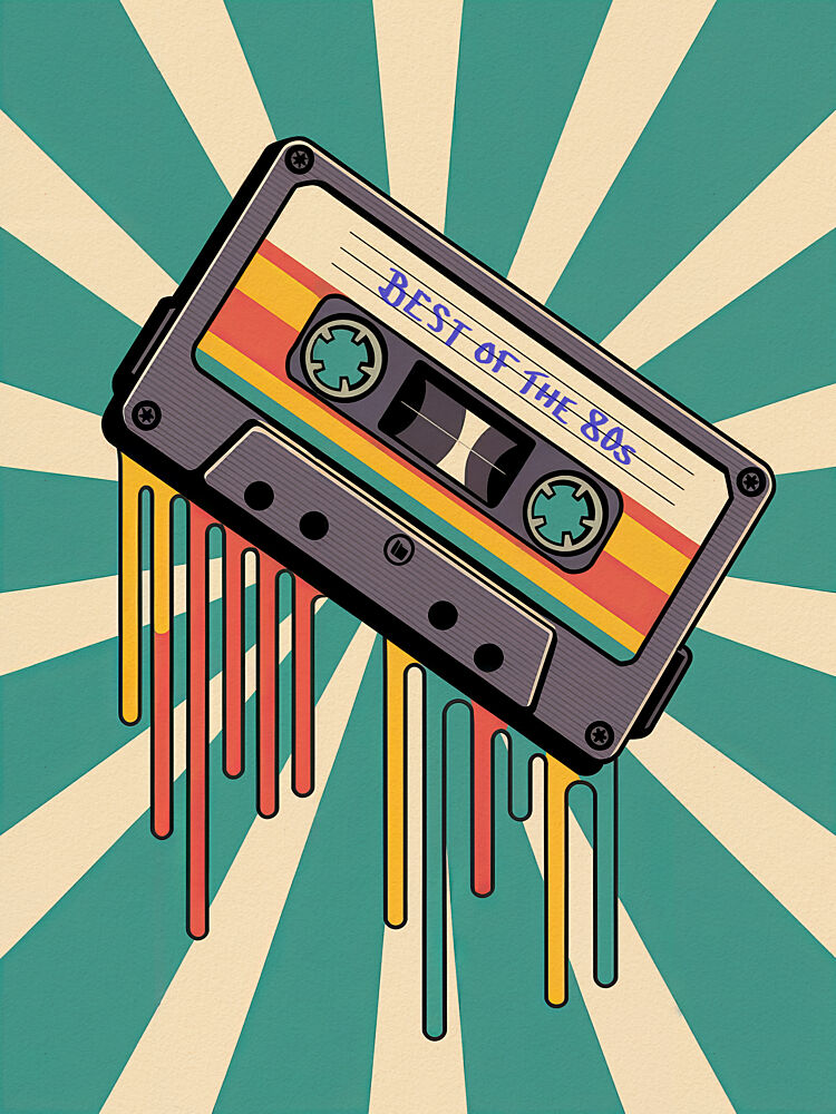Retro 80s Cassette Drip art print by Andreas Magnusson for $57.95 CAD