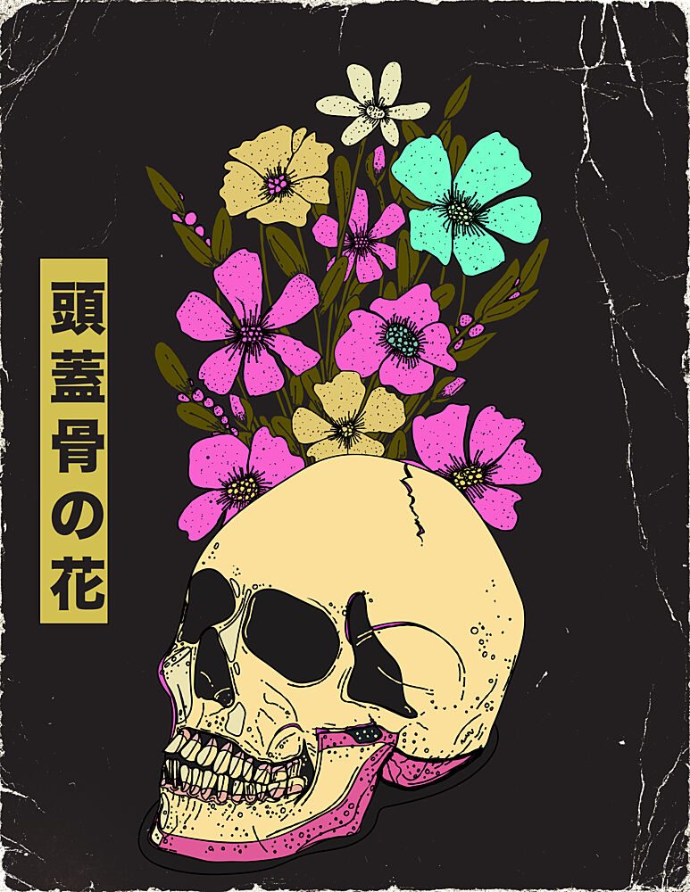 Vibrant Floral Skull art print by Nicholas for $57.95 CAD