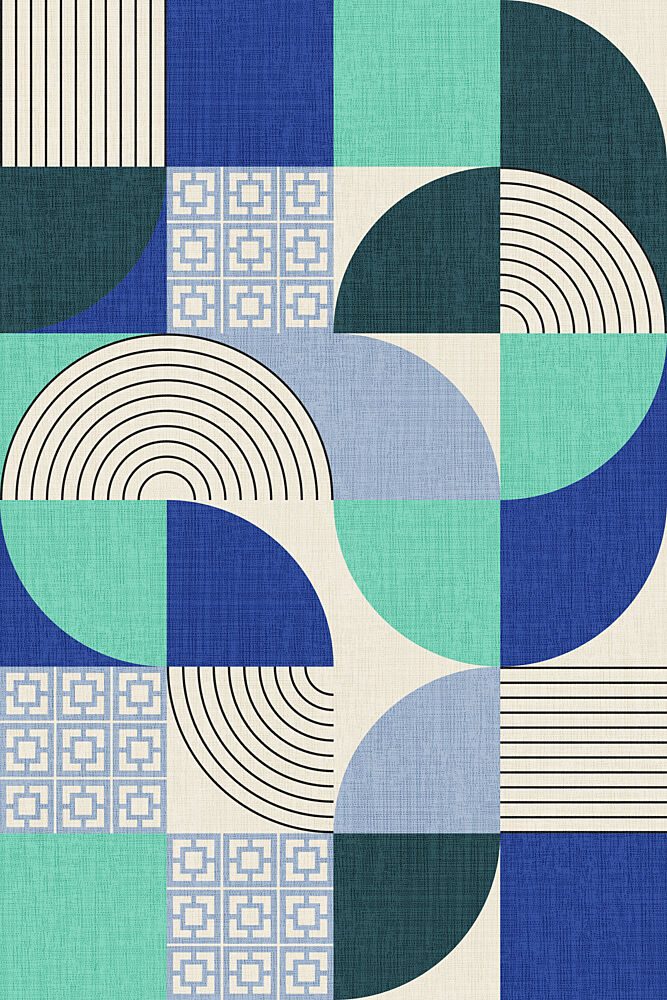 Blue Green Geometry art print by Alexandra Weise for $57.95 CAD