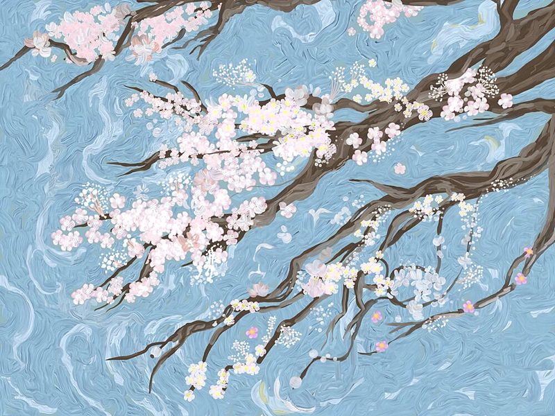 Spring Cherry Blossoms Blue art print by Josie George for $57.95 CAD