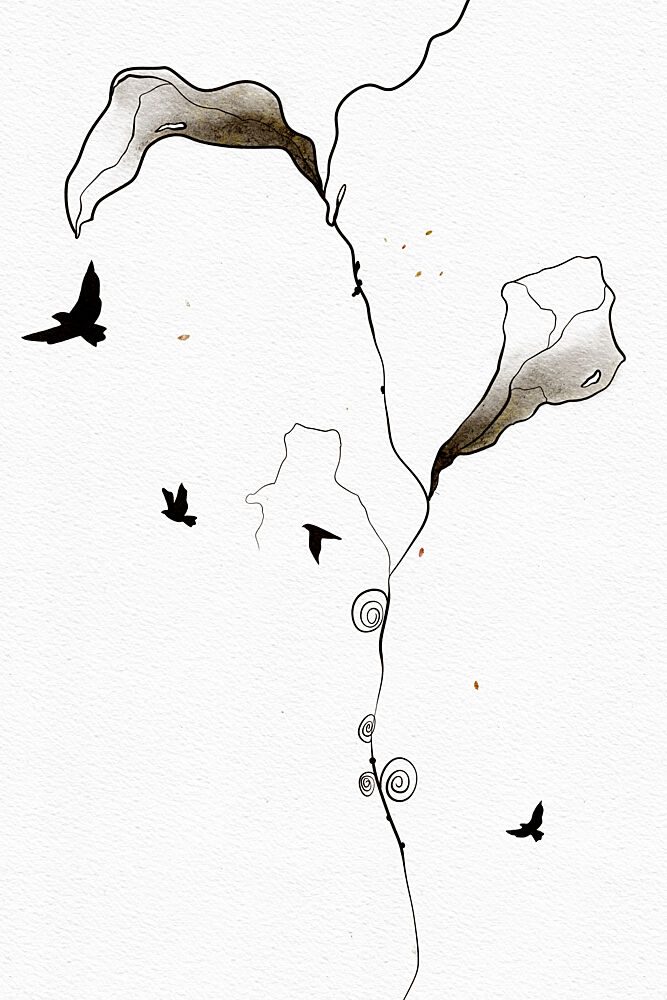Flying Birds Abstract Nature art print by Ankie Kooi for $57.95 CAD