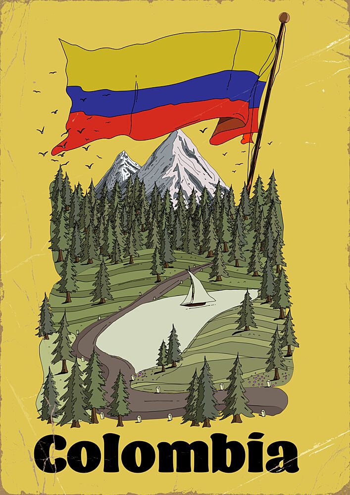 Colombia Mountain Lake Flag art print by Nicholas for $57.95 CAD