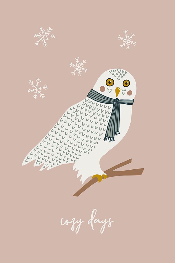 Cozy Winter Owl art print by Alexandra Weise for $57.95 CAD